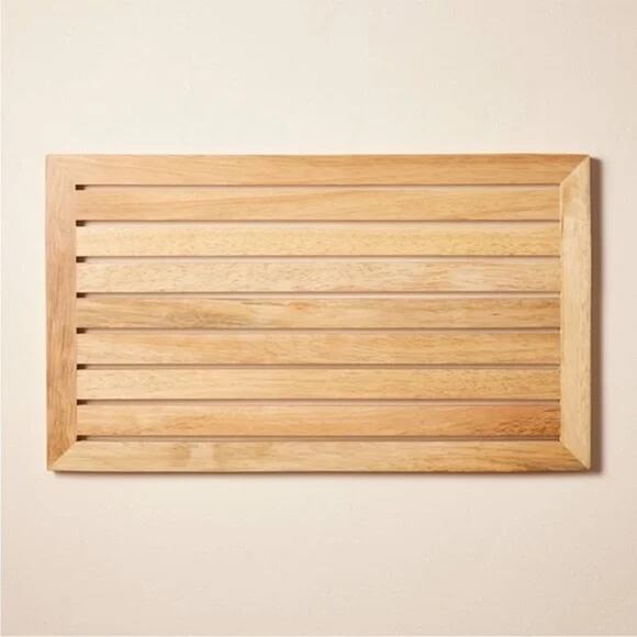 New Hearth & Hand with Magnolia Wood Slatted Bath Mat 24" x 14" Natural - Picture 1 of 2